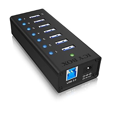 Icy Box IB-AC618 Concentrateur USB 3.0 7 ports Noir