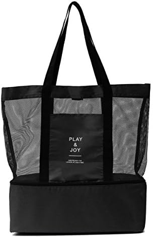 ASBYFR Insulated Lunch Picnic Cooler Storage Bag Large Handbag Tote Shoulder Bag For Shopping Work Gym Yoga Sport Duffel Beach Travel (Black)