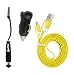 Produktbild Emartbuy® Trio Pack für Fairphone Smartphone - Schwarz 1 Ampere USB Autoladegerät + Schwarz Mini Eingabestift + Gelb Flache Mikro USB Daten & Ladekabel