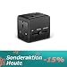 Produktbild Reiseadapter SEALIGHT Universal Reisestecker Weltweit Stromadapter Internationaler Stecker Travel Adapter mit 2 USB Ports für England Australien USA Frankreich Japan und andere 150 Ländern Schwarz