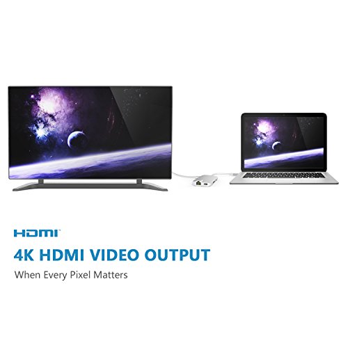 USB C Hub, Dootoper Typ C Hub mit 3 USB 3.0 Ports, 4K HDMI Port, Ethernet-Port(1000Mbit/s), SD-Kartenleser, Micro SDHC und USB C Ladeanschluss, für Geräte mit USB Typ C wie MacBook Air, MacBook Pro, Mac Mini, Google Chromebook 2016 (Silver) - 4