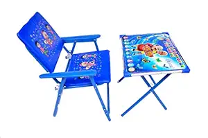 Demya king of steel Best for Your Children Love Kids Height Adjustable Study Table & Chair Set Standard Quality Metal Desk Chair (Finish Color - Blue)