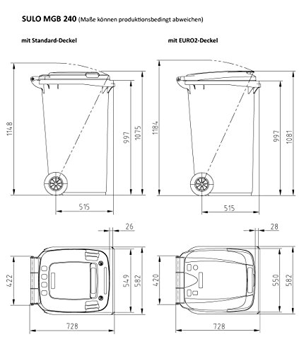 Sulo Müllgrossbehälter Grau 240 Ltr - 2