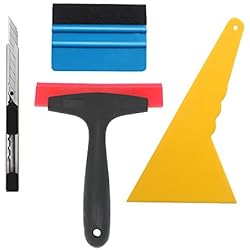Gebildet 4 in 1 Kit de Outils de Installation pour Emballage Vinyle de Fenêtre de Voiture, avec Squeegee à la Fibre Noire, Squeegee au Silicone en Caoutchouc, Couteau Tout Usage
