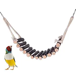 Yiflin Natural Wooden Bird Ladder Bird Bridge, 13-Step Wood Ladder, 17-Inch