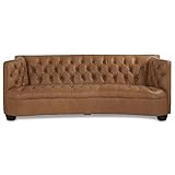 Material: Rindsleder Homy Sofa Rindsleder Braun kapitoniert hohe Armlehne Ledersofa Ledercouch - Seatsfield