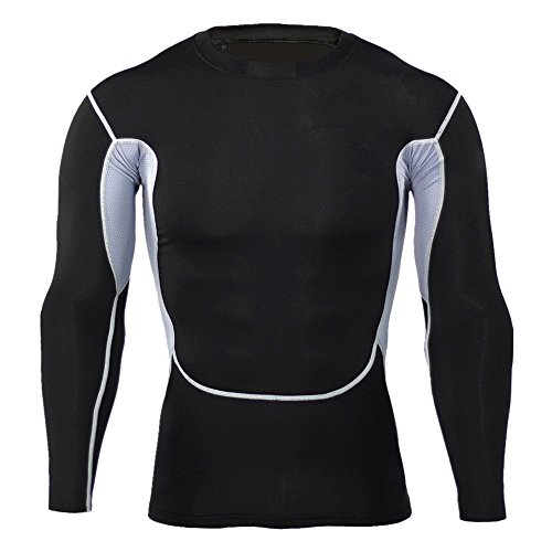 juqilu Mens Shirts Long Sleeve Thermal Top Compression T-Shirt Pullover Baselayer Shirt Tops Underwear Fitness Outdoor Walking Cycling Gym Jogger Sports Tops Sportswear M - 3XL