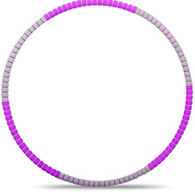Fitness Hula Hoop Adult Travel Wave Weighted Durable Galvanized Steel Pipe Adjustable Weight Waist Slimming Portable Workout Equipment Exercise for Weight Loss Perfect Body 6-segmented Foam Padded (Purple)