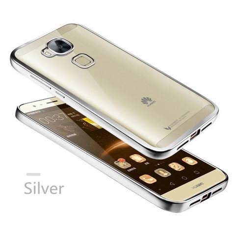 FUNDA GEL TRANSPARENTE CON BORDE PLATA PARA HUAWEI GX8   G8 SILICONA ULTRA THIN - ULTRA FINA 0 33 mm
