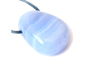 ULRIKE SCHMITT EDELSTEINKREATIONEN Chalcedon blau Trommelstein Edelstein Kettenanhänger Anhänger gebohrt