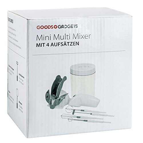 Magic Mini Multi-Mixer mit 4 Aufsätzen Handrührer, Milchaufschäumer, Schneebesen, Handmixer, Quirl, Cocktail-Mixer mit 400ml Rührbecher - 4