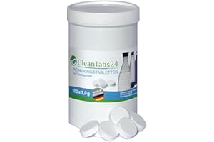 ‎CLEANTABS24 CleanTabs24 Trinkflaschenreiniger 100x3g, geeignet für SodaStream Flaschen, Reinigungstabletten für Glas- und PET-Flaschen, Bottle Cleaning Tabs