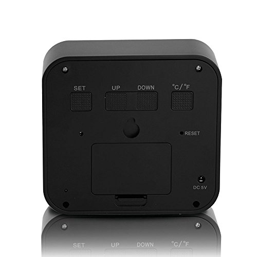 Welltop Digital Wecker mit 3 Sätzen Alarm, Zeit / Temperatur / Luftfeuchtigkeit Anzeige, Großbildschirm Reise Wecker, Schwarz - 7
