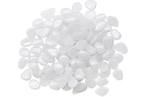 HAJTECH White Glowing Pebbles Decorative Glow Stones - for Outdoor Garden Fish Tank - Reusable Path for Garden - Luminous Stone (200)