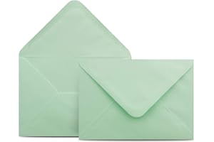 ‎COLOURS 4-YOU BY GLÜXX-AGENT 50 Briefumschläge DIN C6 Mintgrün Grün - 11,4 x 16,2 cm - Kuverts mit 100 g/m² Nassklebung spitze Klappe - Umschläge ohne Fenster - Colours-4-you