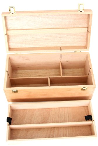 XXL Utensilienkoffer, Malkoffer, Malbox, Pinsel Schatulle Holz - 4