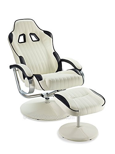 Racer Chair & Footstool Black & White