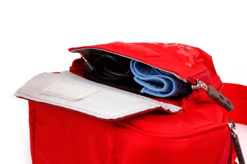 DURAGADGET Sac rouge motif fleurs pour Nikon Coolpix P610 et L840  Canon PowerShot SX410 IS et Pentax XG-1 appareils photo Bridge et petits accessoires   bandouli  re amovible