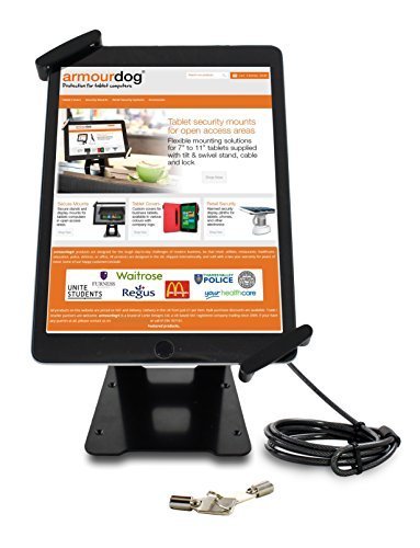 armourdog® seguro universal soporte para Tablet y función atril. Con cable de seguridad y cerradura. 360 Degree tilt y montaje giratorio. Para Apple iPad Air y iPad 2/3/4, Lenovo ThinkPad 10 y Miix 700, Microsoft Surface y Surface Pro, Dell Venue, HP ElitePad, Samsung Galaxy Tab y otros tablets Android. Compatible con la mayoría de los tablets de 10 