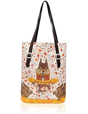 DOGO Damen Look At Squirrel Schultertasche, Beige/Braun