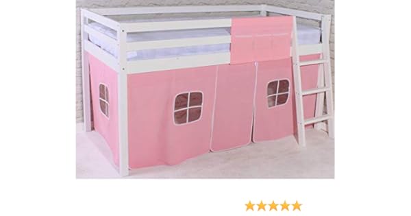 White Shorty Cabin Bed Pink Girls Mid Sleeper Junior Amazon Co Uk