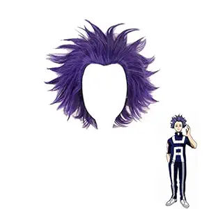 LZT Short Purple Anime Cosplay Wig for My Hero Academia Shinsou Hitoshi Synthetic Wig with Free Wig Cap