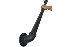 JIAJU Main Courante pour Escalier Intérieur Extérieur Mur Balustrade de Rampe de Pied Garde-Corps de Support Poignée Rambarde de Sécurité - Kit Complet - Métal Fer Forgé Noir (120cm)