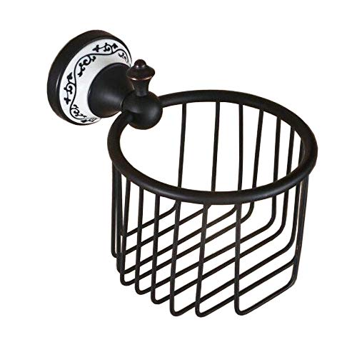 Hiendure® Latón Montado en la pared Portarrollos para papel higiénico Cesta Accesorios de baño ,bronce aceitado