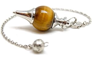 CHILL FRENCH Tiger Eyes Pendulum | Universal Waterdrop Radiesthesia Divinatory Crystal Pendulum with High Vibrational Quality | 4cm Pink Quartz Dowsing Pendulum | 17cm Chain Included