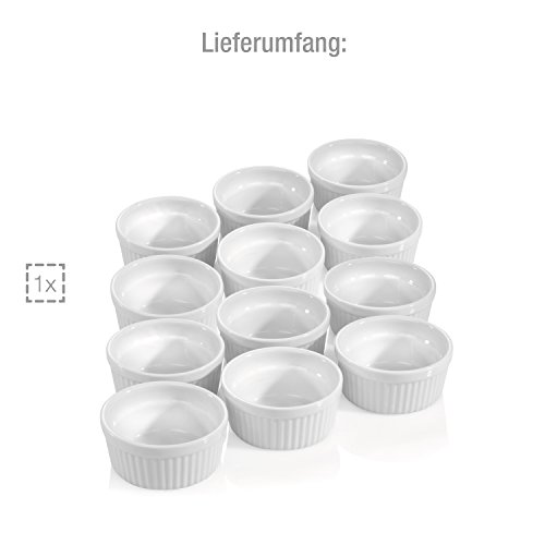 Bluespoon Pastetenformen 12er Set Ø 9 cm Porzellan Muffin Cupcake Back Förmchen Pasteten Form 140 ml - 5