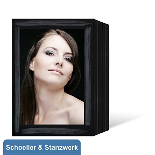 100 Stück Endlosleporellos für 13x18 cm Fotos Hochformat - schwarz mit silber Pinselstrich-Umrandung - Schoeller & Stanzwerk