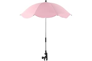 Moreeulsi 78cm Sombrilla Carrito Bebe Portátil, Clip De Protección UV En El Cochecito De Paraguas Acoplable, Parasol Carro Bebe Con Clip Ajustable Rotación 360 °, Sombrilla Carro Bebe