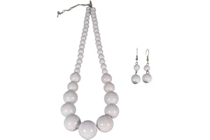 Jay Jewellery - White Graduated Bead Necklace with matching earring
