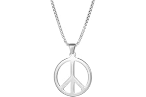 Kawailay Collana in argento con ciondolo a forma di segno della pace, stile gotico, punk, rock, hip hop, unisex, per adulti, in acciaio inox, finitura opaca