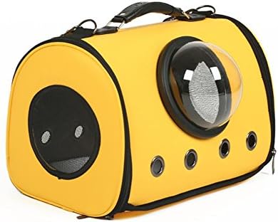 Space Capsule Carrying Bag Pet Innovative Traveler Bubble Backpack Pet Carriers for Cats and Dogs (Brown, Yellow) , 2