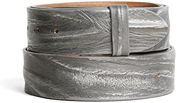 VaModa Leather belt, Metal Crush silver, Length=90cm, PressStuds, without buckle