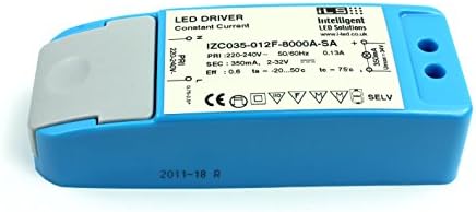ILS Constant Current LED Driver/Power Supply, 350mA, 12W, Input 240VAC, Power Factor Correction 80, IZC035-012F-8000A-SA