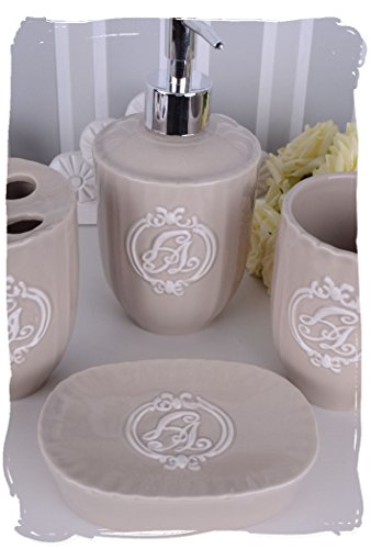BADEZIMMER SET BAD GARNITUR VINTAGE PORZELLAN SEIFENSPENDER BECHER PALAZZO exklusiv - 4