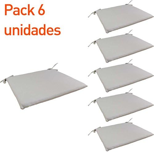 Pack of 6 lux-sand colour seat cushions for folding teak chair | Size: 42x40x2 cm | Water-repellent | Removable cover | Free shipping