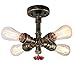 Produktbild SOLUCKY Deckenlampe Retro Industrie Steampunk Wasserrohr Eisen Edison Lampe Deckenlampe Loft Wohnzimmer Schlafzimmer Restaurant Korridor Café Bar 40W E27 Glühbirne (Bronze) [Energieklasse A +]