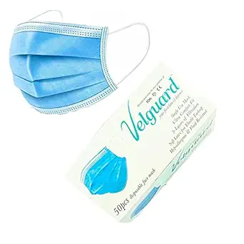 Velguard 3 Ply Surgical Mask - Disposable 3 Layer Surgical Mask (Pack of 50)