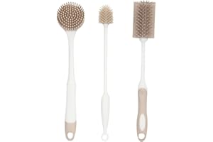 UPP Brosse et Goupillons pour la Vaisselle en Silicone I Nettoyage Efficace I en Complément des Éponges Traditionnelles I Lot de 3 brosses I Couleur Beige I Passe au Lave-Vaisselle jusqu'à 65 °C