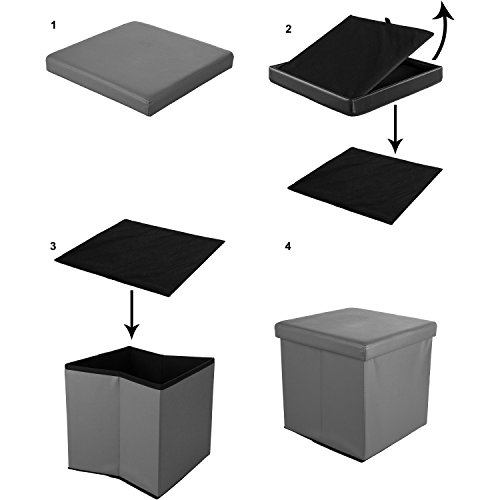 STILISTA® Sitzwürfel „CUBE“, 38x38x38cm, Faltbox aus MDF + Kunstleder, Sitzbox faltbar, 10 Farbvarianten, Sitzhocker 3 Jahre Garantie - 7