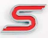 Producto de gran calidad. Insignia roja de una «S». Emblema logotipo trasero autoadhesivo para maletero