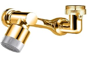 VERGILSON Universal Splash Filter Faucet, 1080° Rotate Filter Faucet Extension, Rotatable Bubbler Tap Sprayer Attachment Water Oxygen-Enriched Foam for Kitchen Bathroom (Gold Brushed)