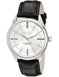 So y de Nueva York Madison Co para hombre reloj infantil de cuarzo con plateado esfera analógica y negro correa de piel 5023,2