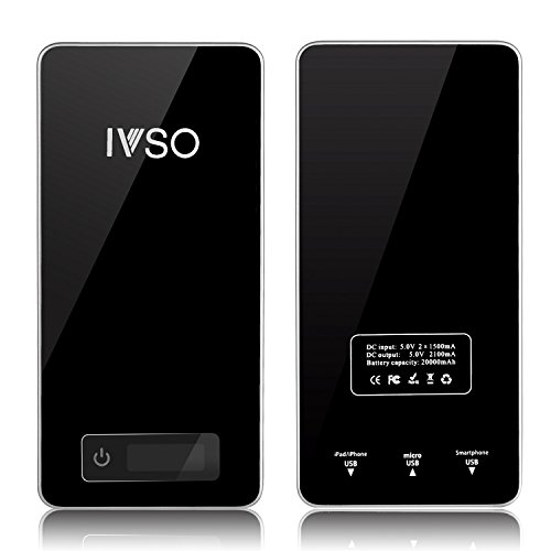 IVSO 20000mAh Ultra Kompakt Dual USB Portable Powerbank Ladegerät Externer Akku Li-Polymer-Akku für iPhone 6/6 Plus/6s/6s plus/5/4, iPad Air 2, iPod touch 6g,Galaxy tab s2 9.7/Galaxy tab s2 8.0/note 5,moto g3 2015,Android und Apple Geräte,Tablet-PCs,Schwarz