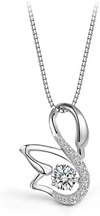 Swan Necklace – Swarovski Elements Zircon Crystal for Women Kids Girls Fashion Elegant 925 Sterling Silver Swan Love