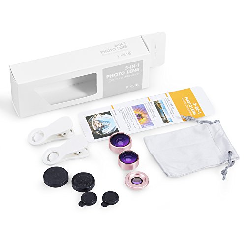 3 in 1 180 Grad Fisheye Fischauge Objektiv Plus 0.36x Super Weitwinkel Objektiv Plus 15X Makroobjektiv, Clip auf Handy Objektiv Kamera Objektiv Kit fÃ¼r Iphone 6s, 6, 5s, Samsung Galaxy und die meisten Smartphones