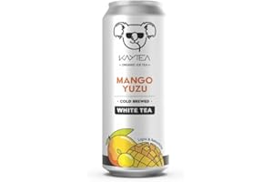 Mango Yuzu Ice Tea by KAYTEA - Organic Certified - Low Calorie - Cold Brewed - White Tea Infusion - Refreshingly Light - Recyclable Can (1 x 330mL)